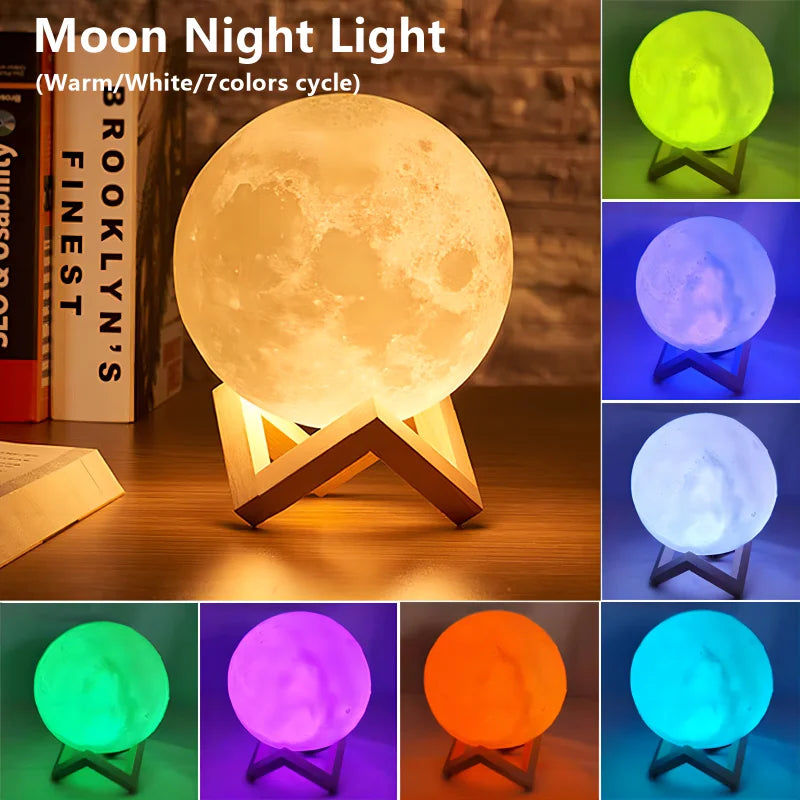 Glow Moon Lamp 🌕 Touch-Control LED Light for Bedroom Vibes