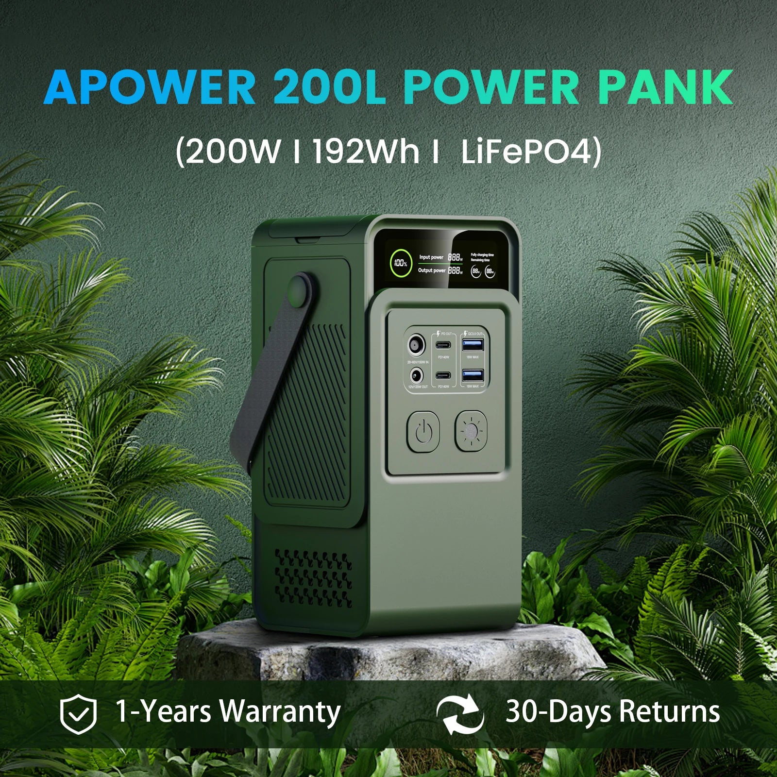 200W Solar Power Station – Portable Rechargeable Generator (LiFePO4 Battery | 1-Year Warranty)