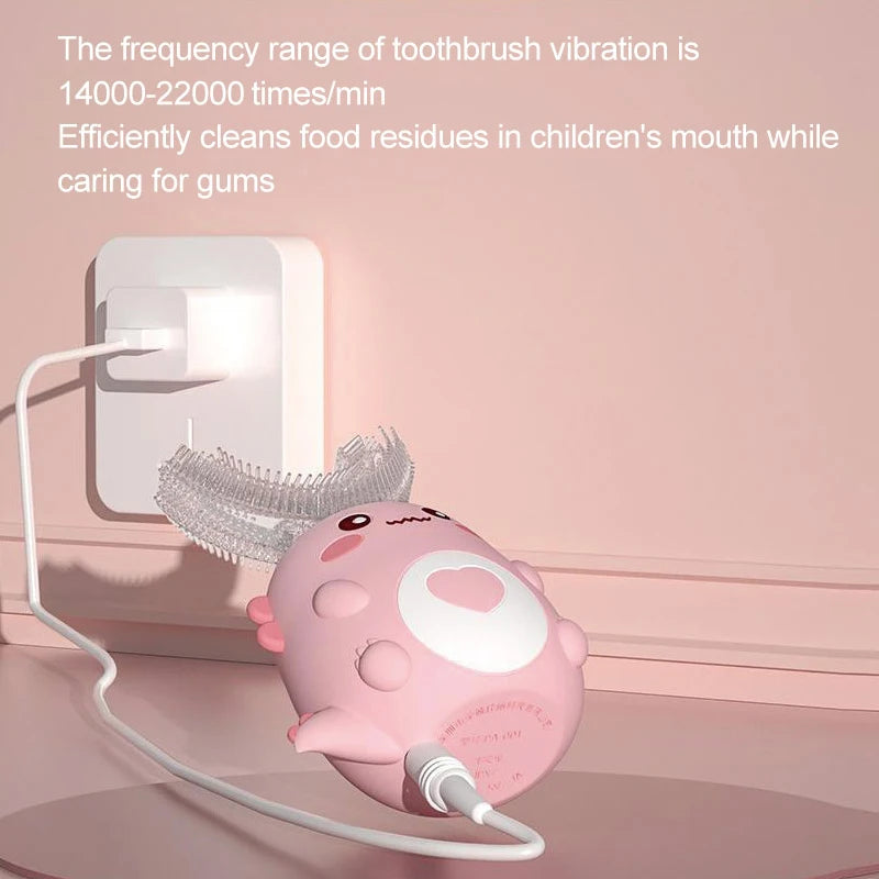 Children 360° U-Shaped Smart Toothbrush – Rechargeable Cartoon Design