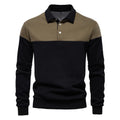 2025 New Arrival Long-Sleeve Polo-Collar Sweatshirt for Men, High-Quality Patchwork Casual Top