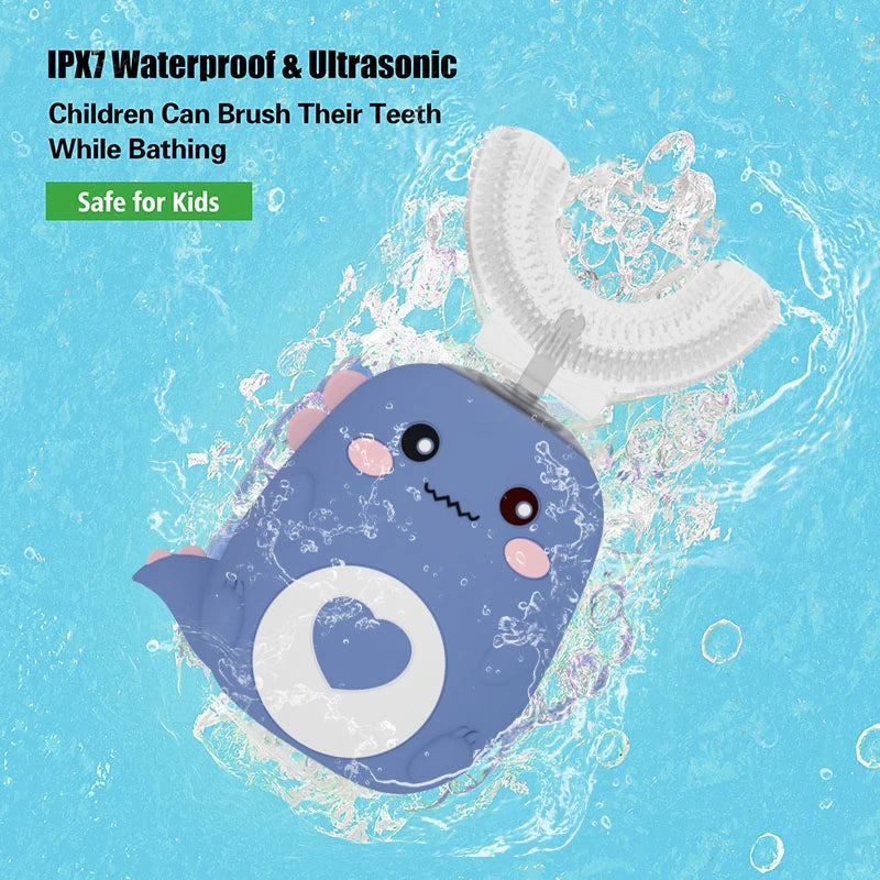 Children 360° U-Shaped Smart Toothbrush – Rechargeable Cartoon Design